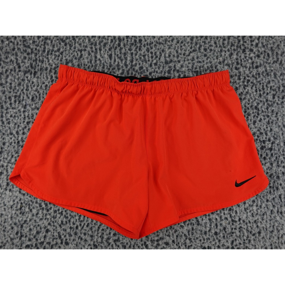 Nike Running Shorts Womens‎ Large Orange Dri-FIT Brief Liner